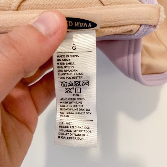 Light Purple high waisted bikini with yellow trim - Picture 5 of 5